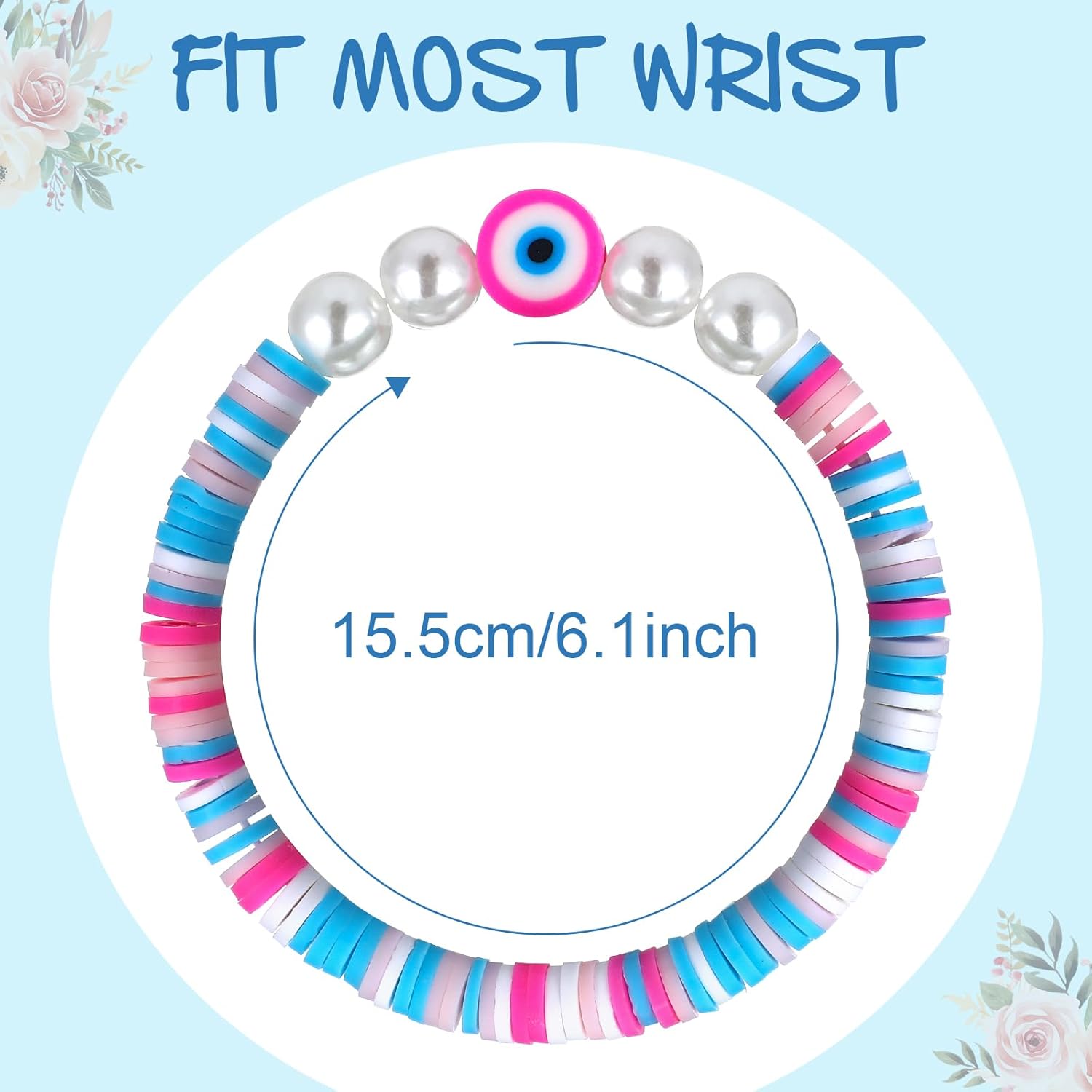 Sureio 24 Pcs Bohemia Hawaiian Plumeria Rubra Tropical Flower Friendship Bracelets for Party Favors Heishi Surfer Beaded Stretch Bracelets Y2K Pearl Bracelets Summer Beach Holiday Jewelry - Image 2