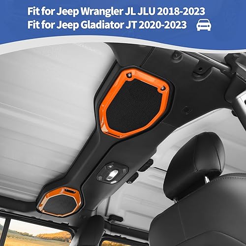 Miniatura 4 de RT-TCZ Para Wrangler JL Cubierta Del Altavoz De Techo Superior Trim Naranja Para Jeep Wrangler JL JLU Gladiator JT 2018-2023 Naranja Accesorios