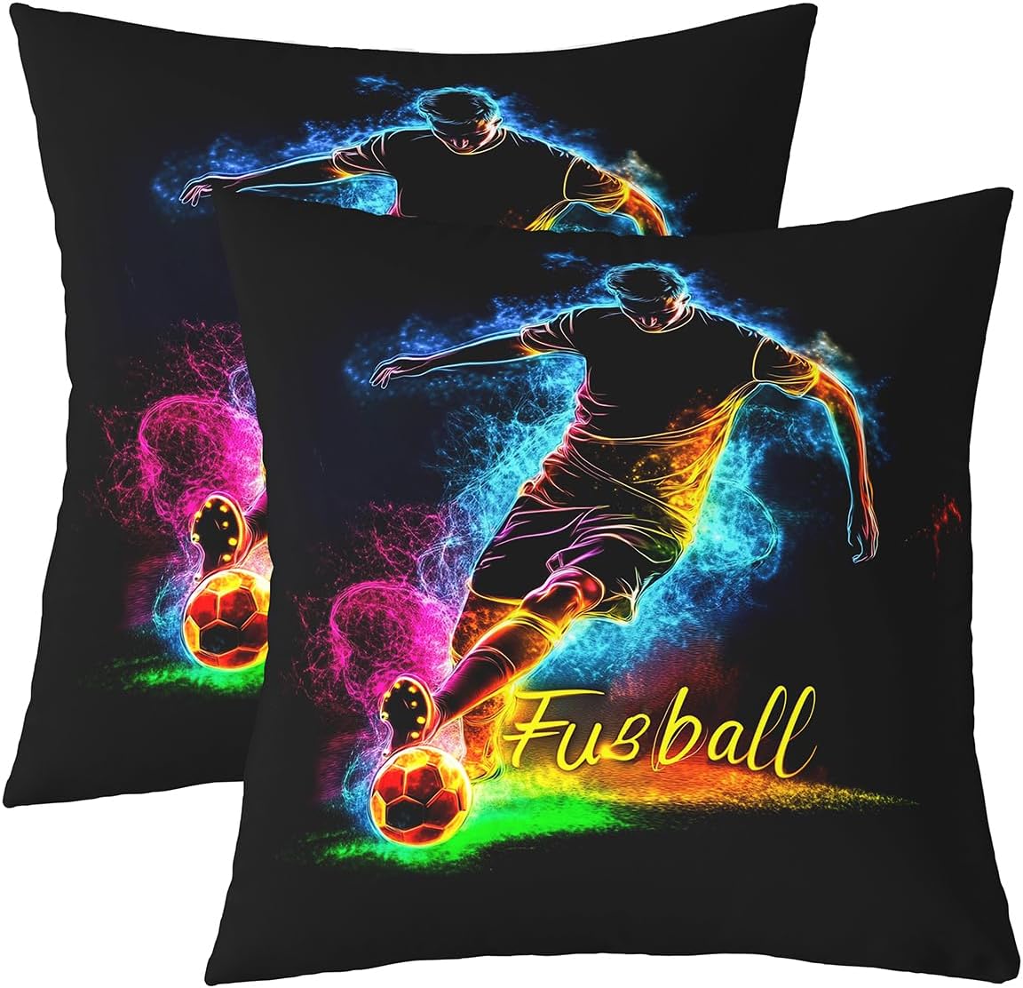Erosebridal Football Throw Pillow Covers 22x22 Set of 2 Soccer Ball Print Cushion Cover Sports Gaming Themed Throw Pillow Case for Bed Couch Sofa Competitive Games Home Decor