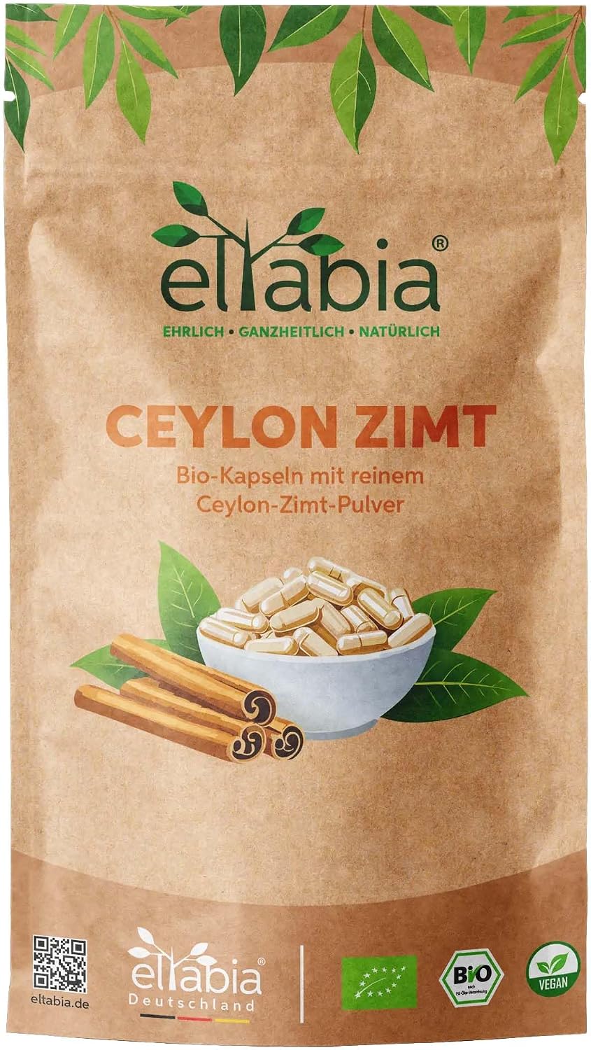 Organic Ceylon Cinnamon Capsules Pack of 500 High Dose 1840 mg Daily Dose Ceylon Cinnamon with Little Coumarin The Original Pure and No Additives in Premium Raw Food Quality
