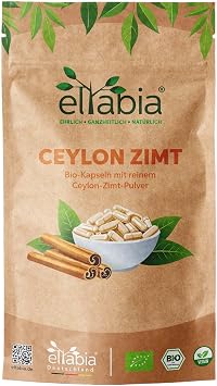 Organic Ceylon Cinnamon Capsules, Pack of 1000, High Dose 1840 mg Daily Dose, Ceylon Cinnamon with Little Coumarin, The Original Pure and No Additives in Premium Raw Food Quality