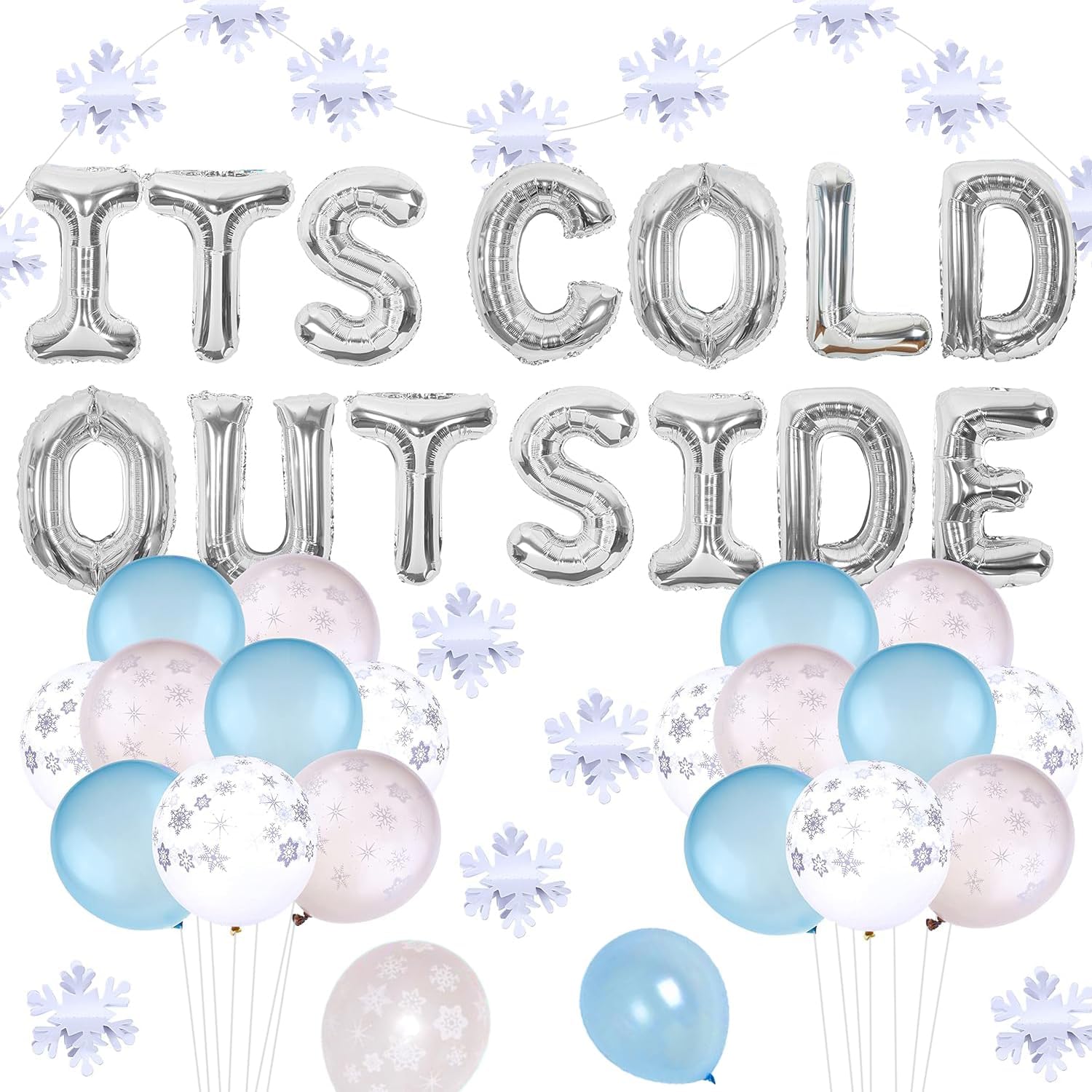 Baby It’s Cold Outside Party Decorations Baby It’s Cold Outside Balloons Blue Snowflake Balloons, Garland for Winter Onderland BabyShower, Christmas, Birthday Party Supplies
