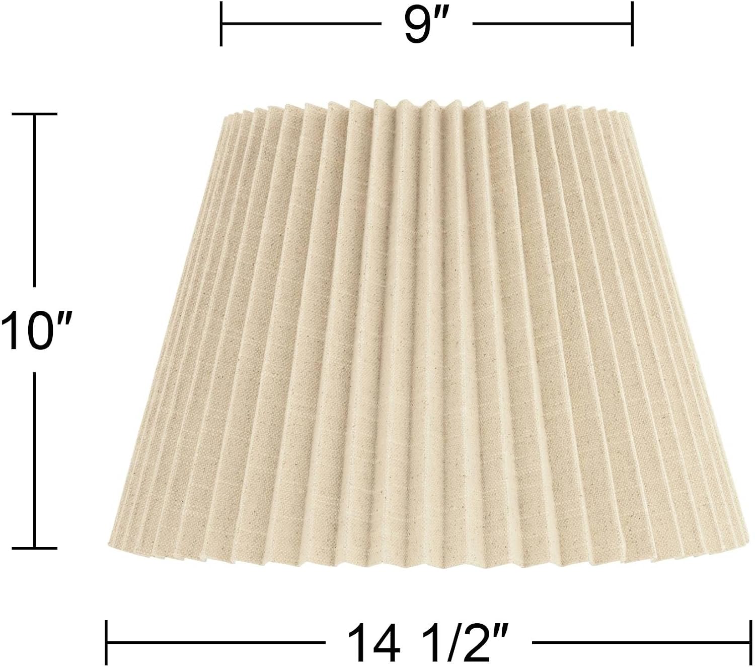 9" Top x 14 1/2" Bottom x 10" High x 10" Slant Lamp Shade (Pre-Assembled) Replacement Large Beige Empire Round Modern Fabric Wide Pleated Spider Harp Finial - Springcrest