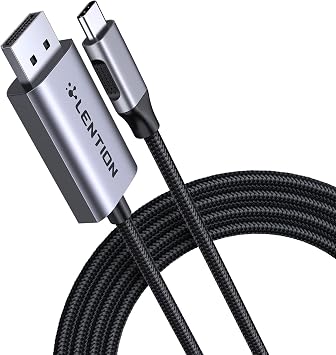 LENTION 6FT USB C to DisplayPort Cable Adapter 4K@60Hz,2K@165Hz, Type C to DisplayPort Cord Compatible with 2025-2016 MacBook Pro/Air, 2026 MacBook Neo, iPad/Surface/Mac mini,Dell2M,Gray
