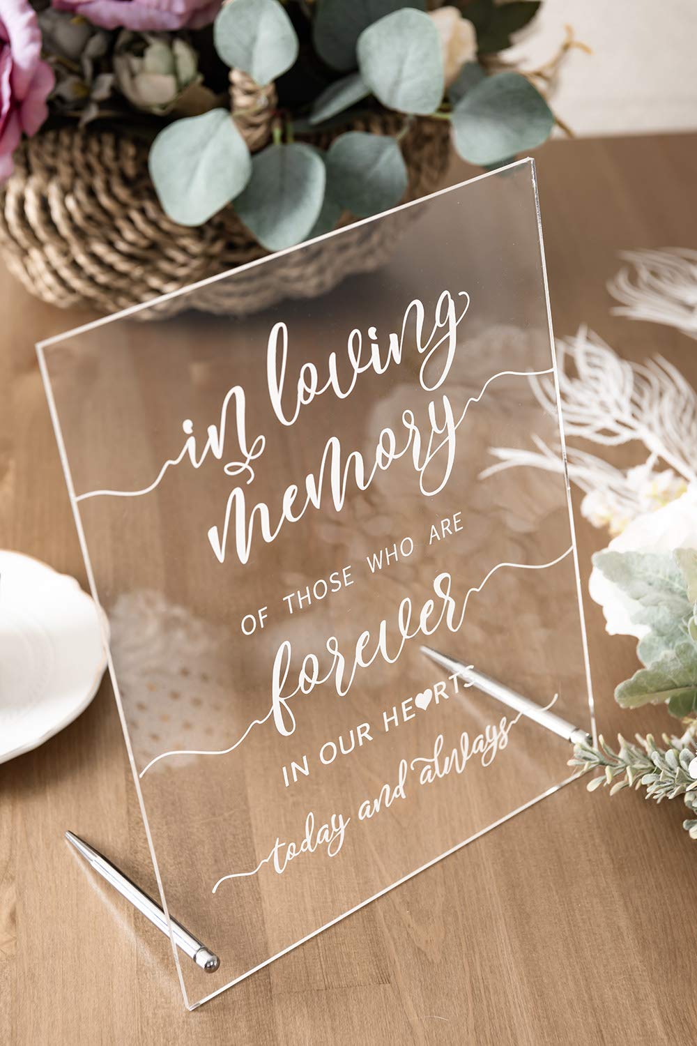 DerYi Wedding Sign, in Loving Memory Sign Acrylic Decorative Signs & Plaques 8x10 Inches Wedding Memorial Sign Remembrance Art Table Décor