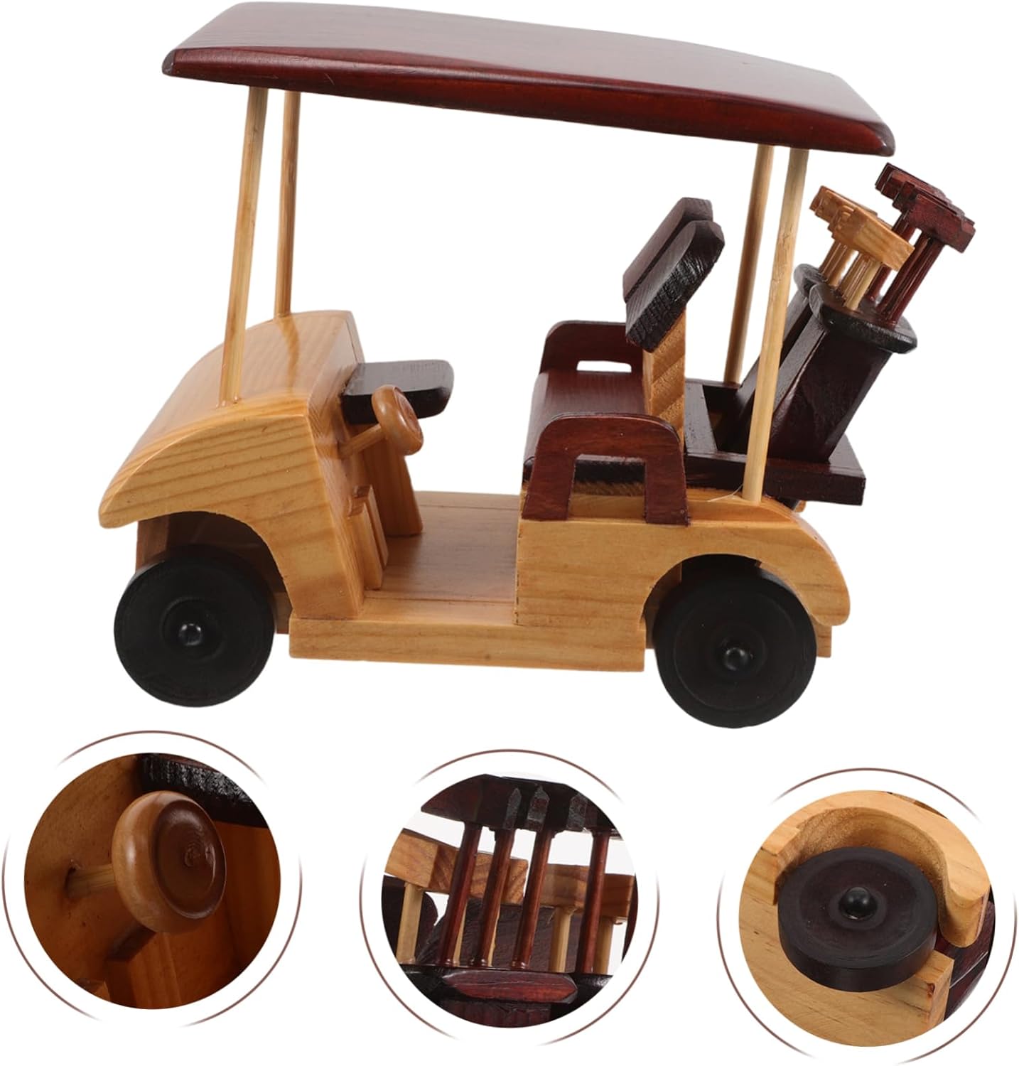 Wooden Vintage Car Model Antique Vehicle Sculpture for Home Decoration Unique Collectible Car Figurine Vintage Desk Accent and Idea