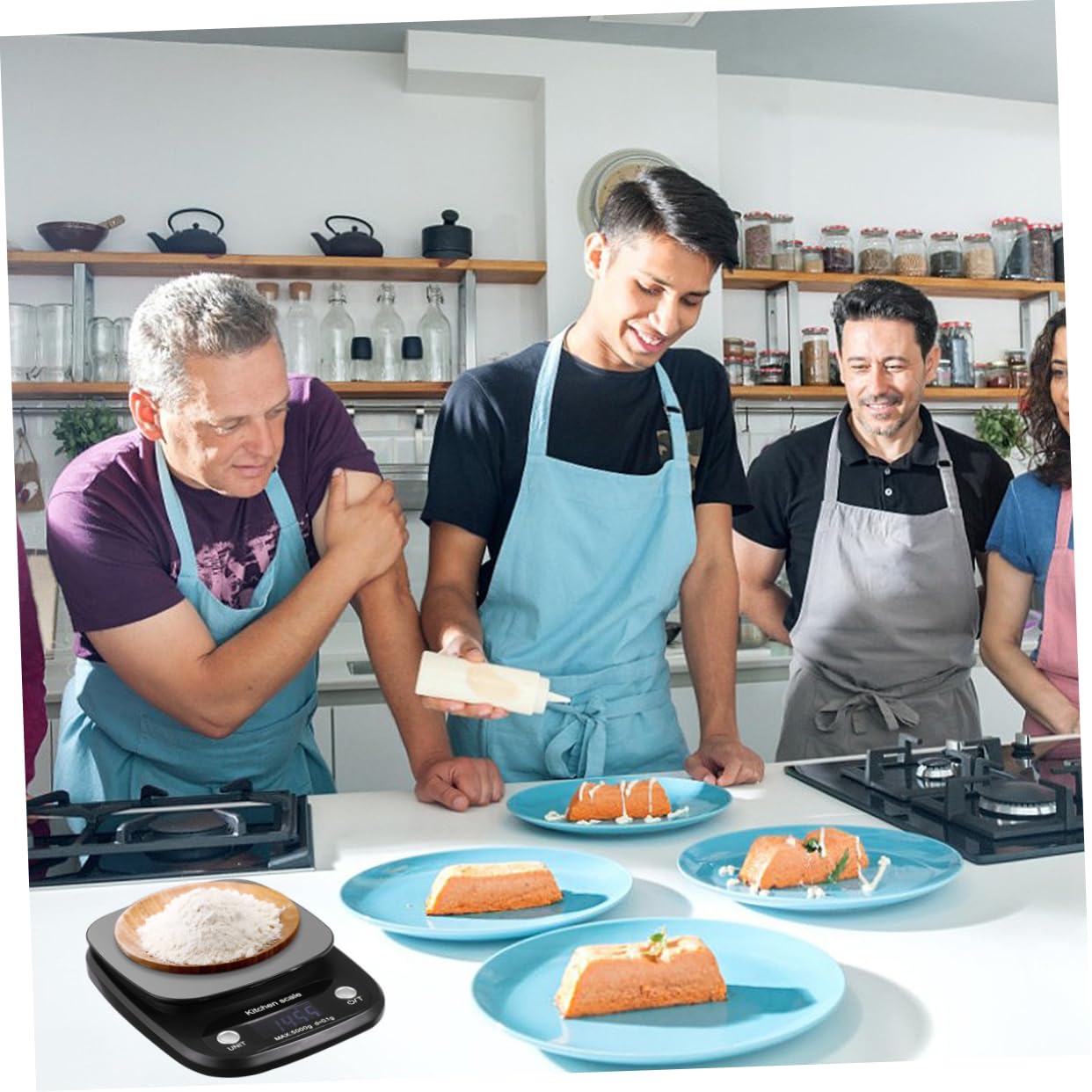 LIFKOME Digitale Küchenwaage aus Edelstahl Schwarz 5kg/0,1g Präzise Lcd Anzeige Leicht zu Reinigen Leichtgewicht ohne Batterien für Backen und Kochen