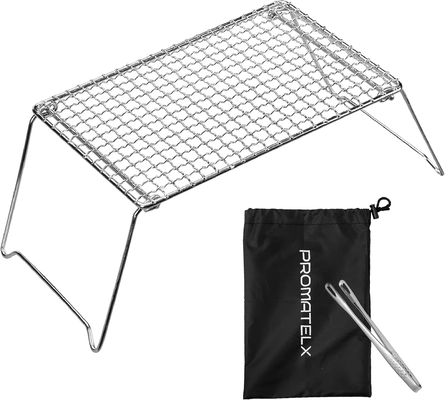 11'' Solo Pack grill，Foldable campfire grill，304 Stainless Steel Portable Charcoal Grill with Carrying Bag for Outdoor Cooking BBQ Picnic (Medium)​