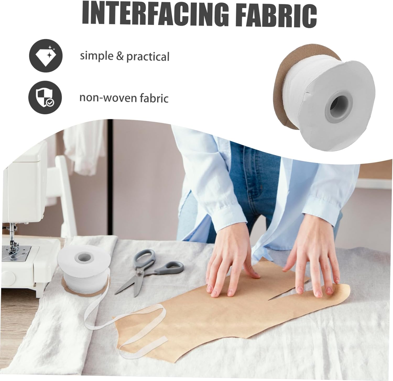 Anneome Fusible Interfacing Fabric Lining Strip Bias Tape for Sewing Stretch Lining Clothing Supplies