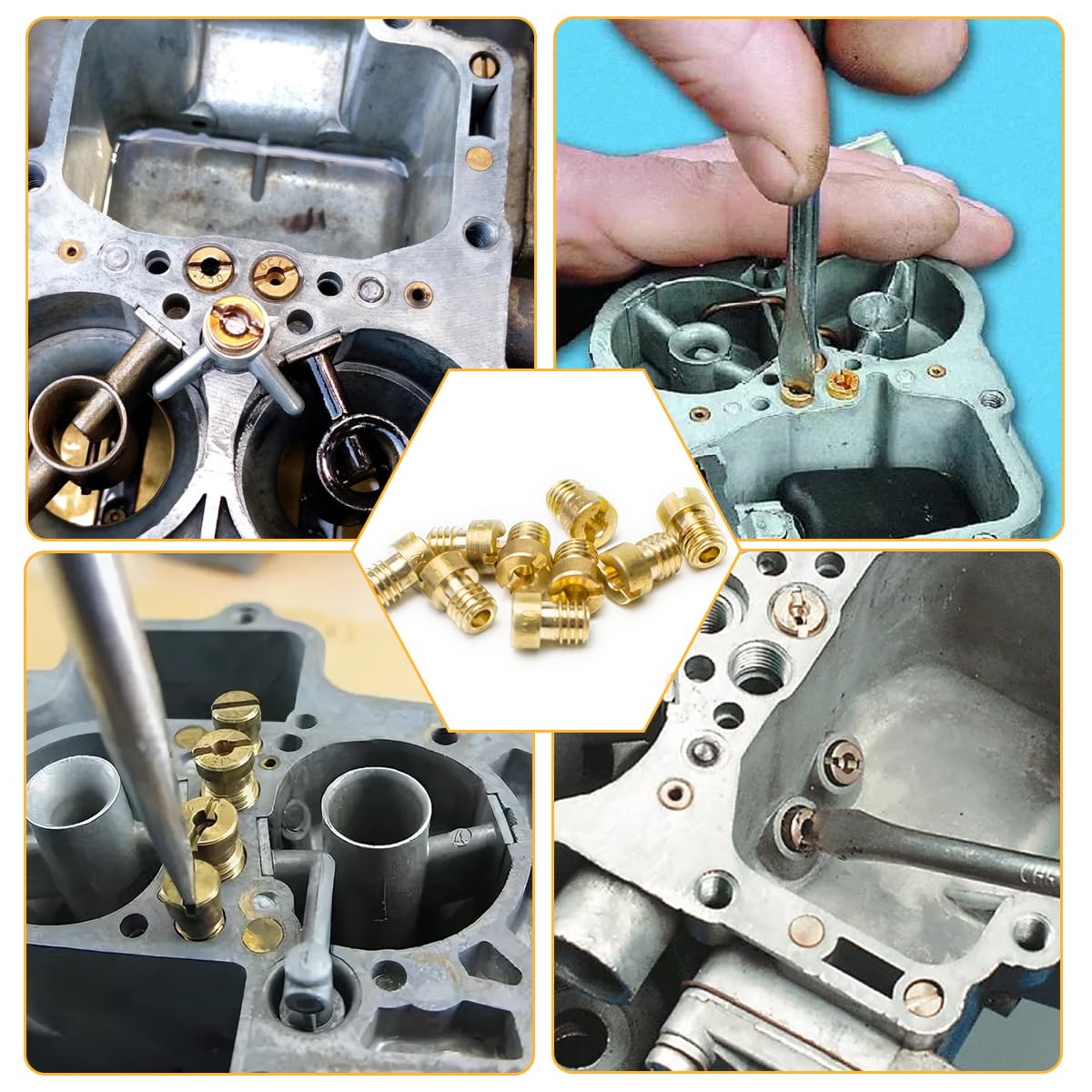 Juego Surtidores Carburador, 15 piezas M4 Surtidor Principal Carburador 40 44 46 48 50 52 54 56 58 60 65 70 75 80 85, Surtidores Carburadors con 12 cepillos de limpieza para Dellorto, Bing, GY6