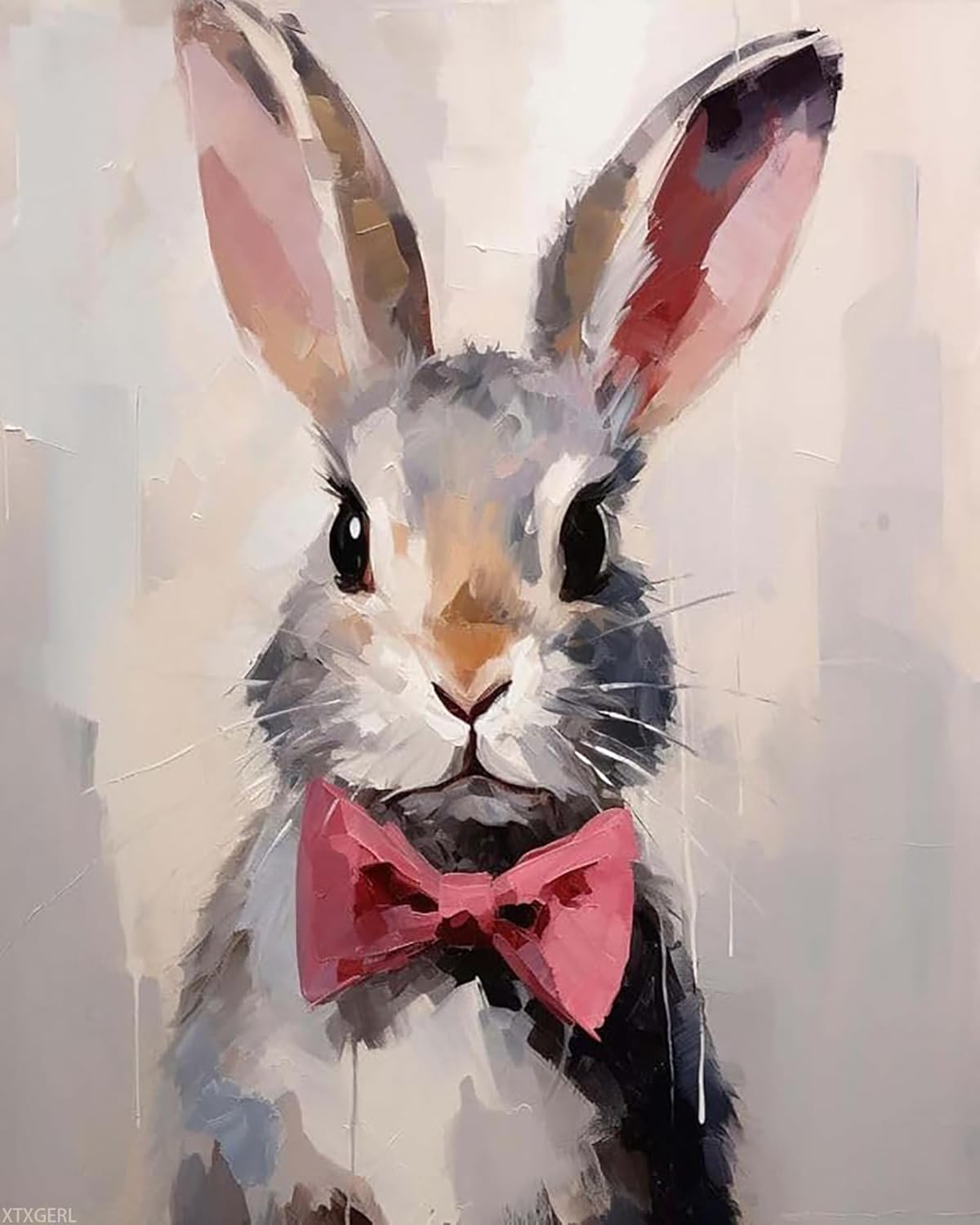XTXGERL Paint by Number Kits Rabbit Bunny Canvas DIY Oil Painting for Adults Beginner with Brushes and Acrylic Pigment 16x20 inch (Without Frame)
