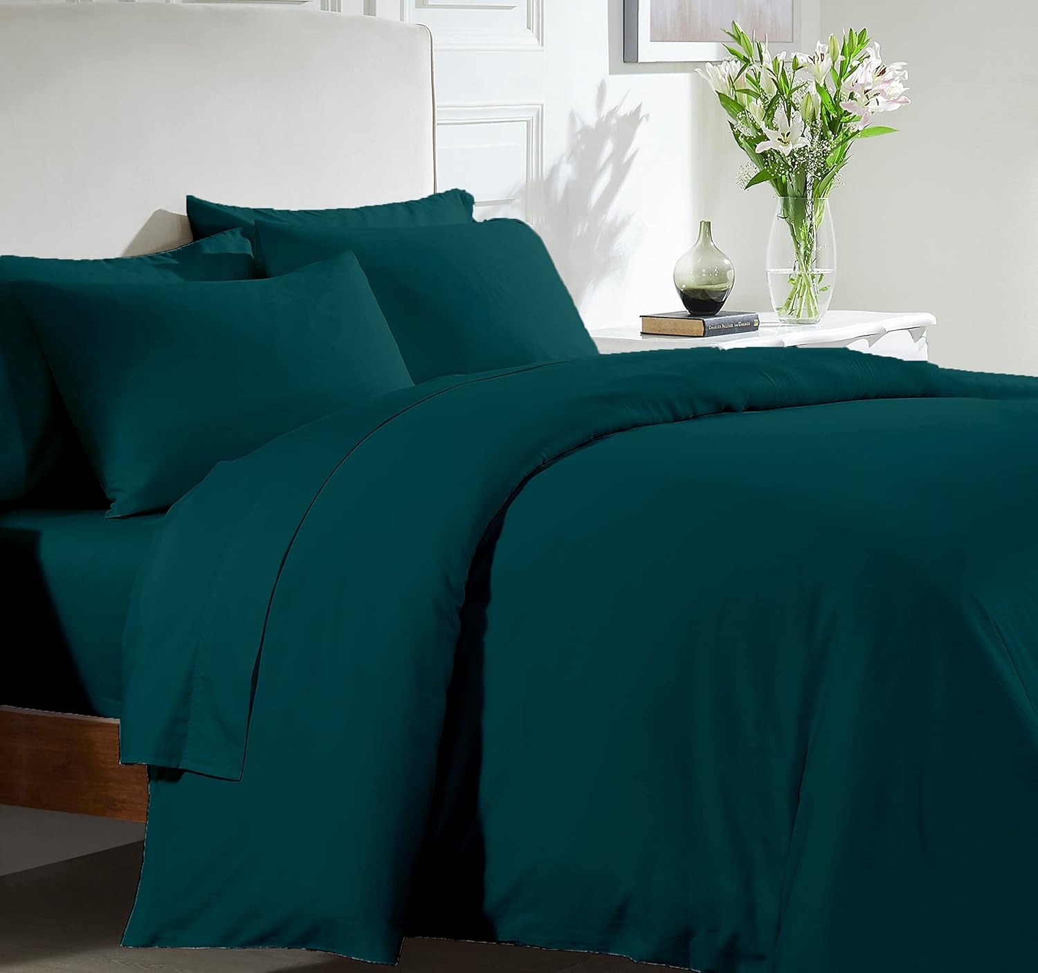 Luxurious, Duvet Cover Sets, Full Size(82"X86") 5PCS, 100% Organic Cotton,1000 Thread Count, Button Closure, Corner Ties, Breathable, All Season, Very Soft, Silver Grey