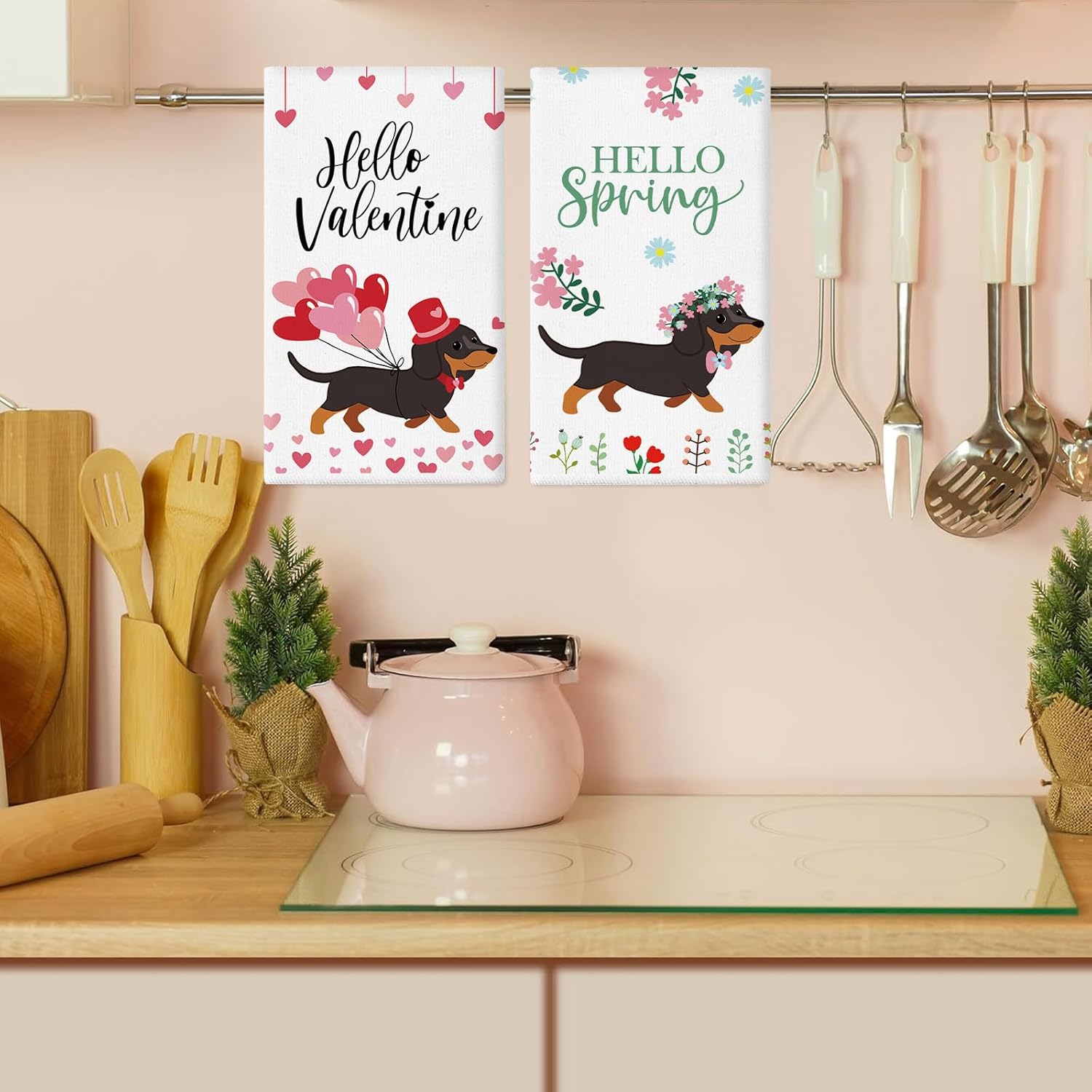 11 Pcs Dachshund Kitchen Towels 14x21 Inch Puppy Dog Dish Towels Seasonal Christmas Mother Day Gift Holiday Hand Towels for Home Kitchen Bathroom Decoration - Image 3