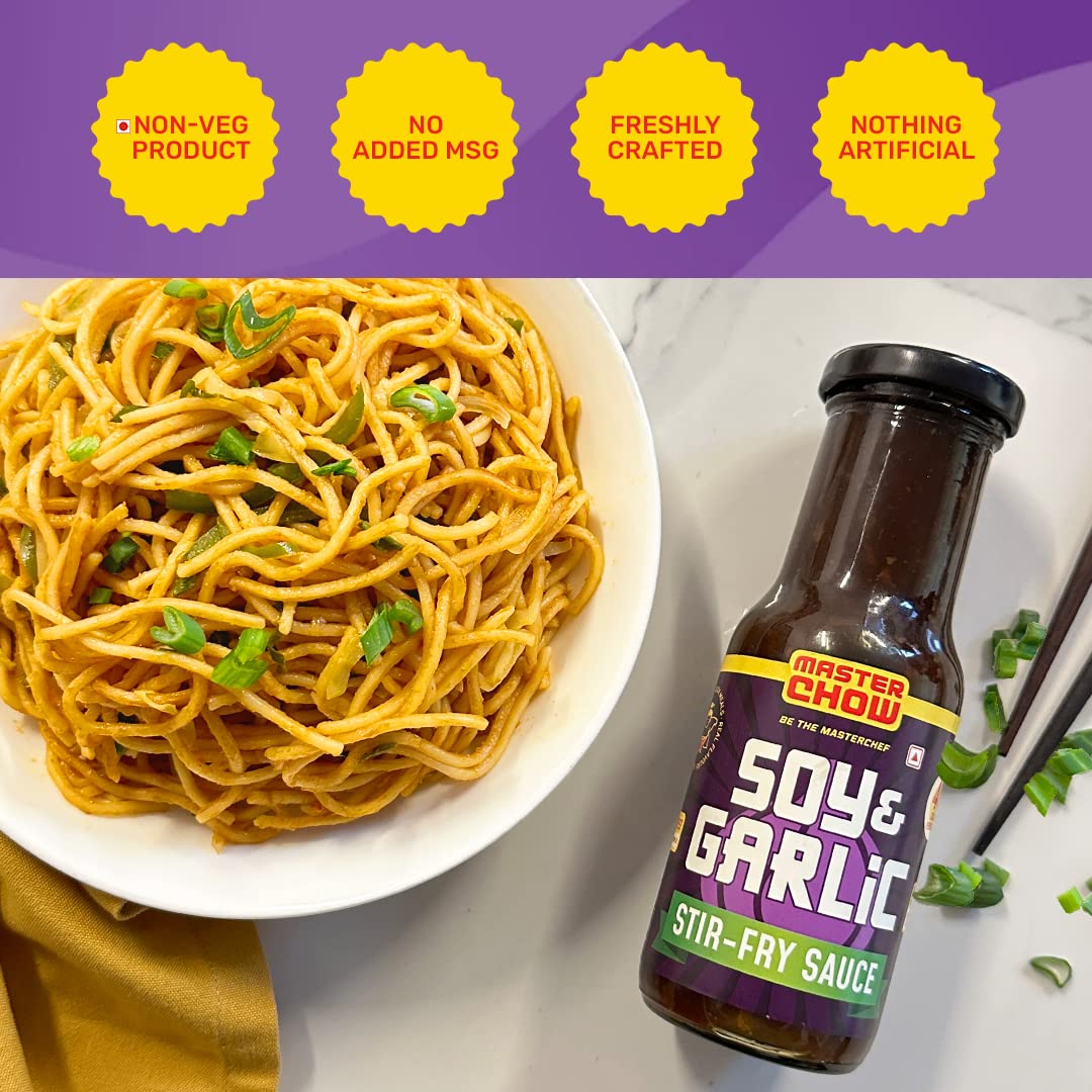 MasterChow Soy & Garlic Stir-Fry Cooking Sauce 220gms | Healthy, Low Calorie - only 40Kcal Per Serve | Non-Spicy Taste | With Real Oyster Sauce | Serves 4-5 Meals - Image 6 thumbnail