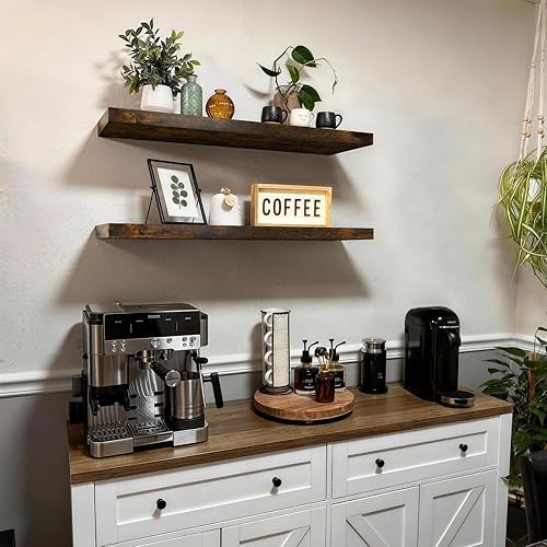 Miniatura 2 de BAYKA Estantes flotantes, 36 pulgadas de largo, estantes de madera rústica montados en la pared para baño, dormitorio, sala de estar, cocina, B.