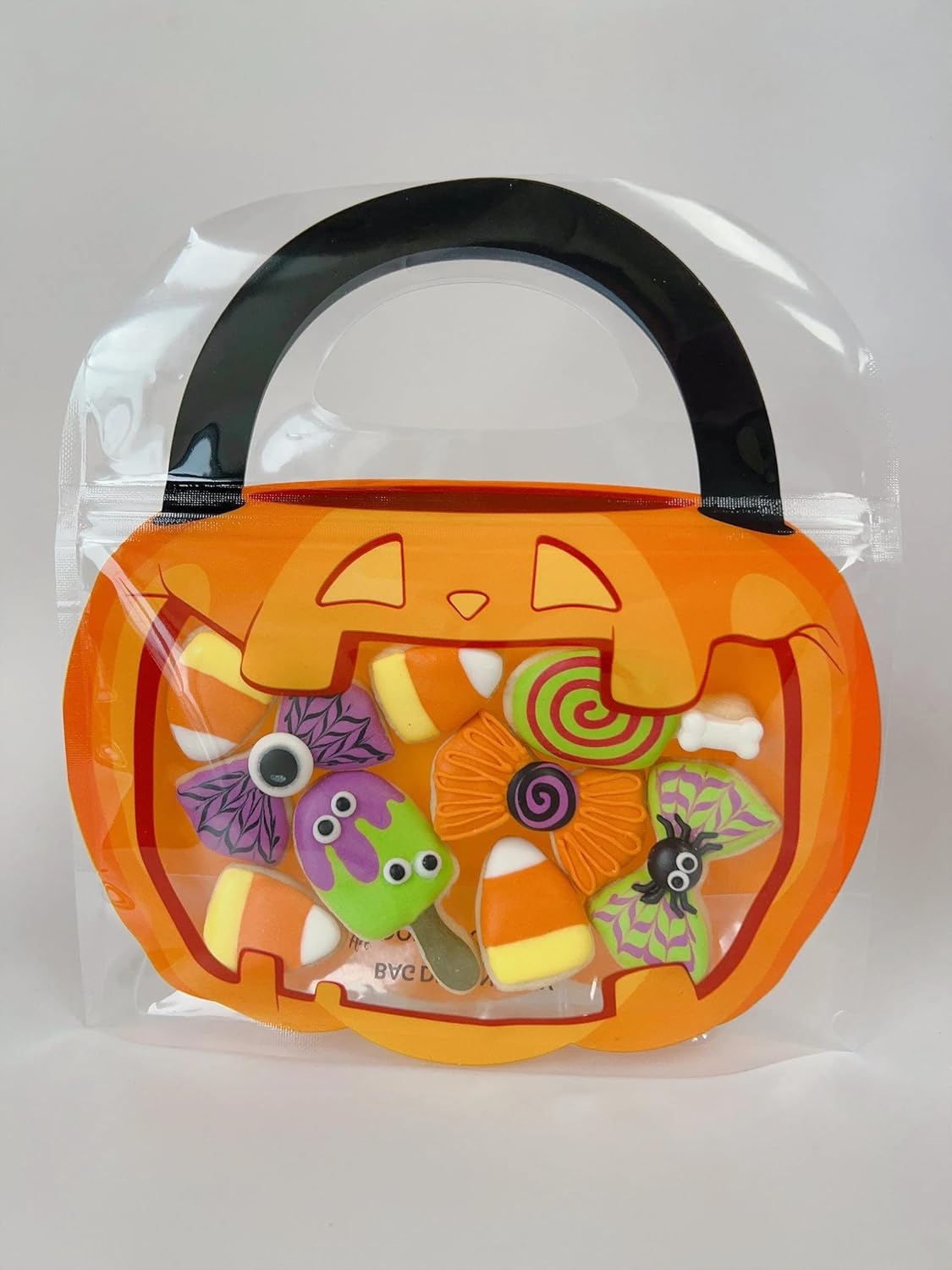 The Cookie Countess Halloween Goody Bag Jack-o'-lantern Cookie Bag Halloween Trick or Treat Bag (50)