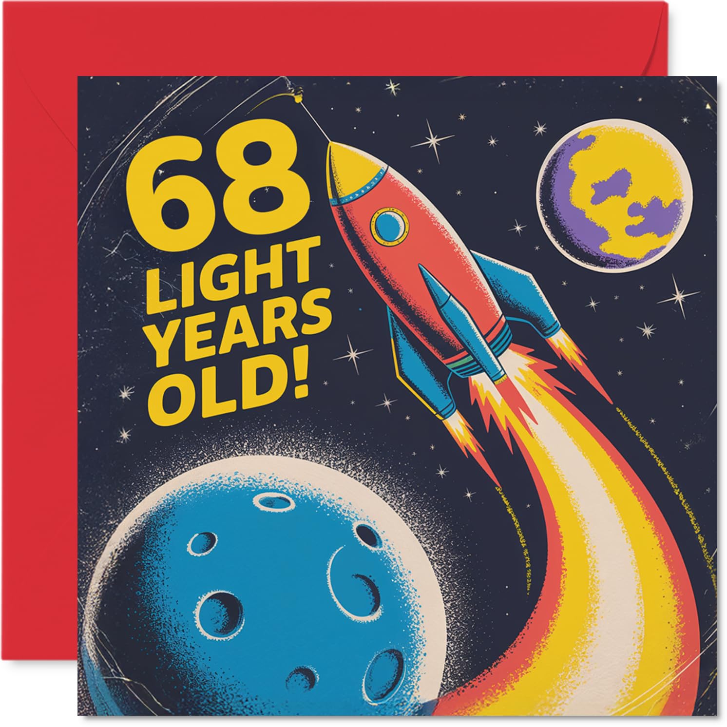 68th Birthday Cards for Men Women - Light Years Old - Happy Birthday Card for 68 Year Old Man Woman Sister Friend Cousin Dad, 145mm Bday Greeting Cards