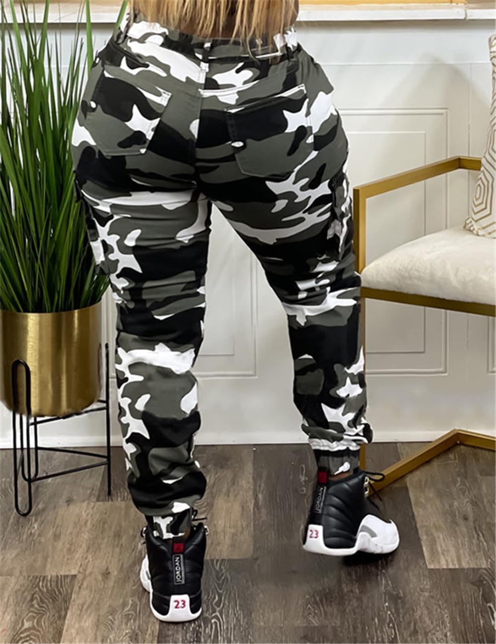 Women's Casual Cargo Camouflage Camo Pants with Pocket - Image 4