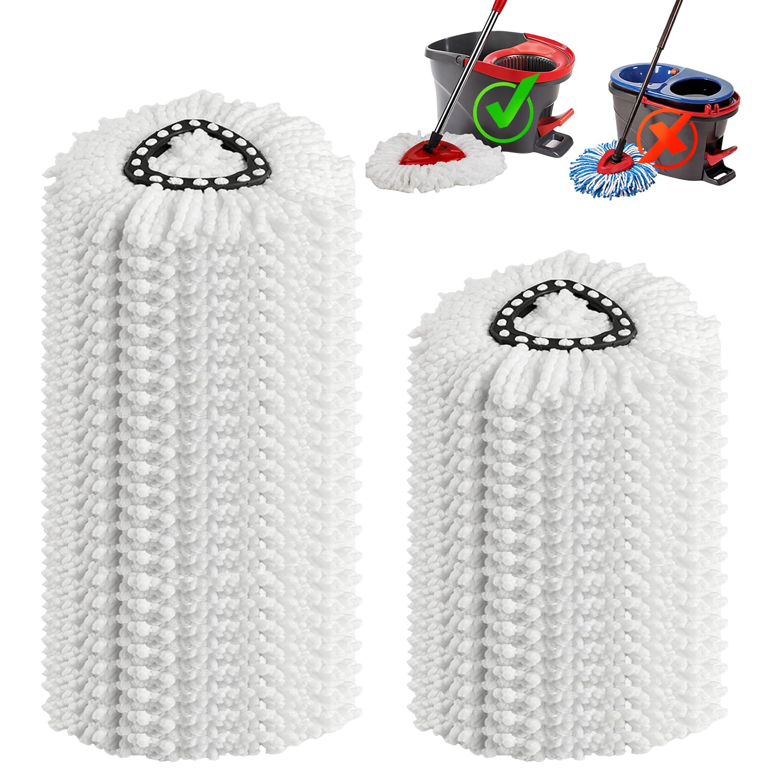 20 Pack Mop Replacement Heads, Microfiber Spin Mop Refills for EasyWrin 1-Tank System, 360 Degree Mop Replacement Head, Machine Washable Spin Mop