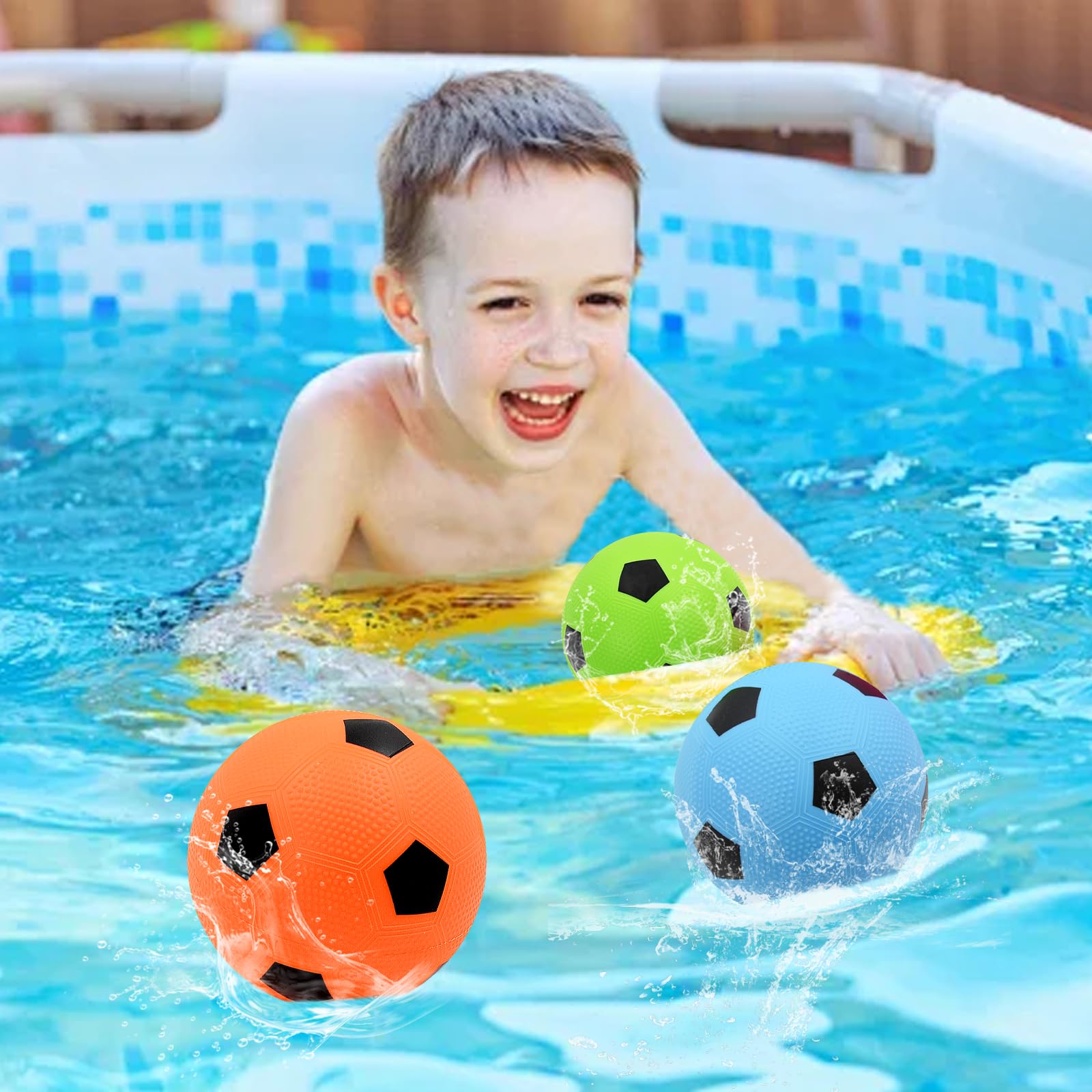 Coriver 3 Pack Mini Football, 15cm Inflatable Small Soccer Ball, 3 Colours Soccer Ball with Pump, Summer Pool Beach Ball - Image 4