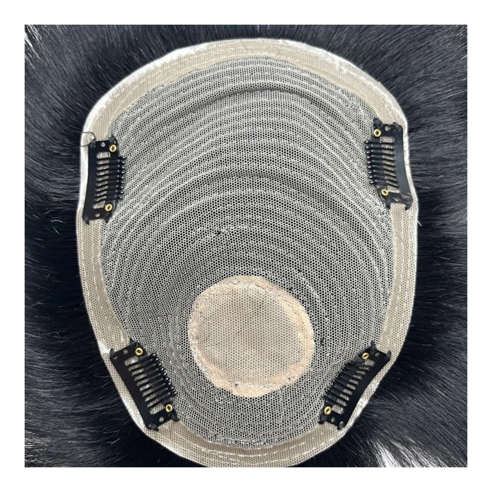 Peluca para Hombres Men's Wig Human Hair Toupee with PU Around Hair Replacement System Prosthetic Male Pieces For Men Baldness with Tape(18x20 cm)