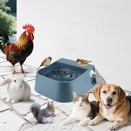 Cuenco de agua para perros para exteriores, dispensador automático de agua para perros de 2 litros con manguera de 59 pulgadas y válvula de