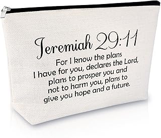 Sfodiary Christian Gifts for Women Makeup Bag Bible Verse Religious Gifts for Women Catholic Scripture Sayings Cosmetic Bag Blessing Birthday Christmas Easter Presents for Her Friends Travel Pouch