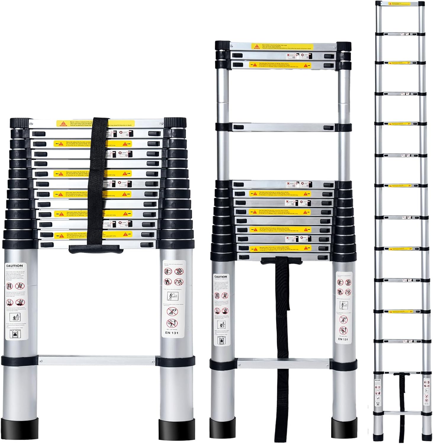 DlandHome 20.3 FT Telescopic Ladder,Aluminum Extension Ladder with Non-Slip Feet,Portable,Folding,Multi Purpose Home Or RV Telescoping Ladder,Silver - Image 2