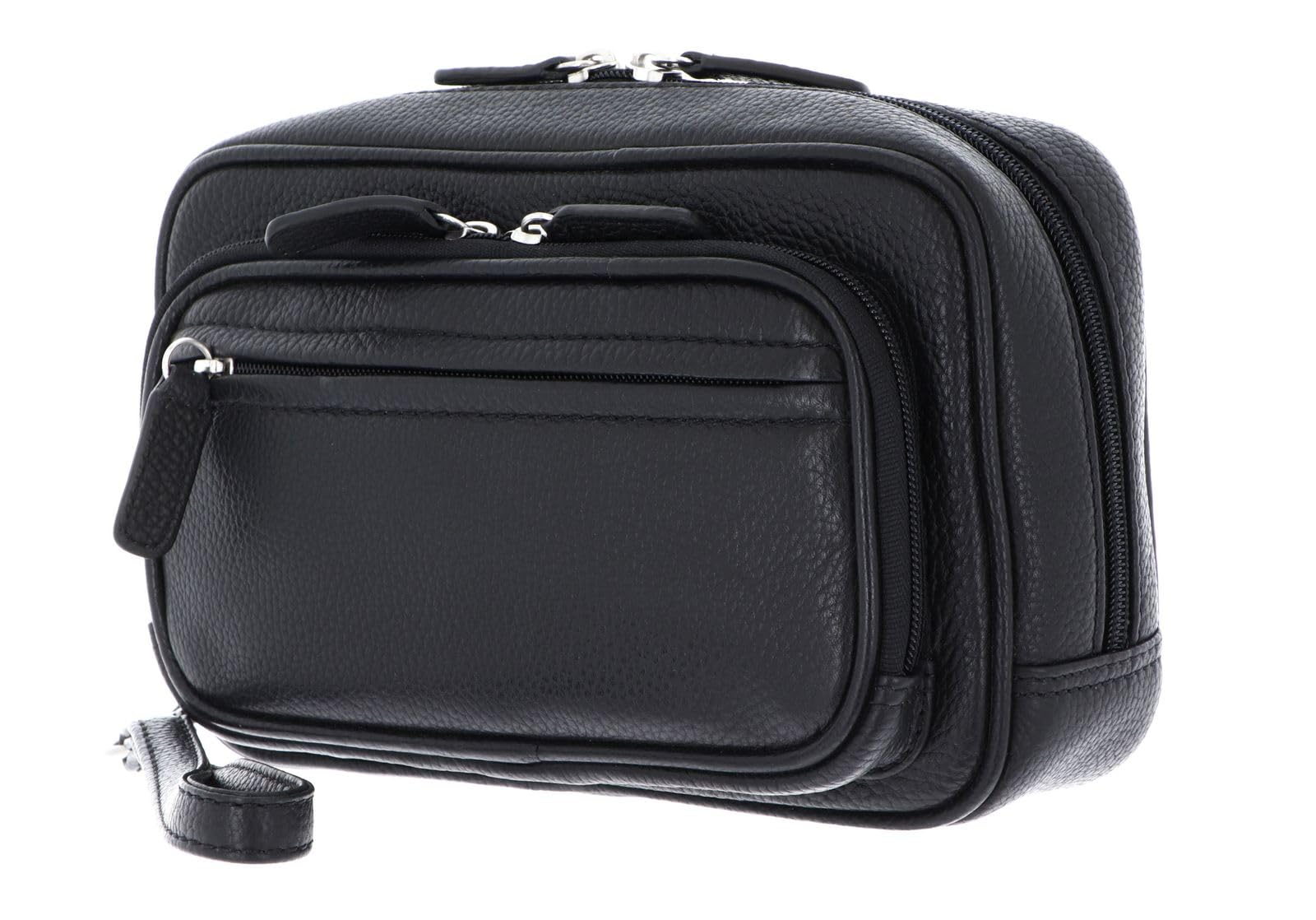 Leonhard Heyden Leder Handgelenktasche Berlin Herrentasche 7358 Schwarz