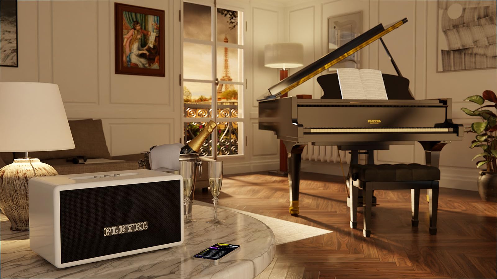 PLEYEL Imperator 250 - Enceinte sans Fil 2x50w Blanc Laqué