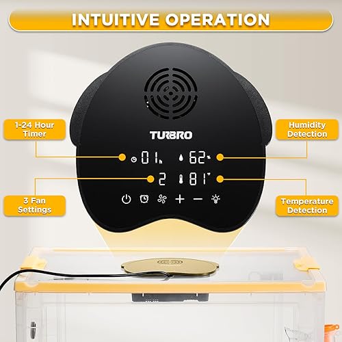 Miniatura 17 de TURBRO 55L Pet Incubator, Precision Temperature Control for Puppy & Kitten Care, with Adjustable Fan Speed, Multifunctional LED Panel, Respiratory