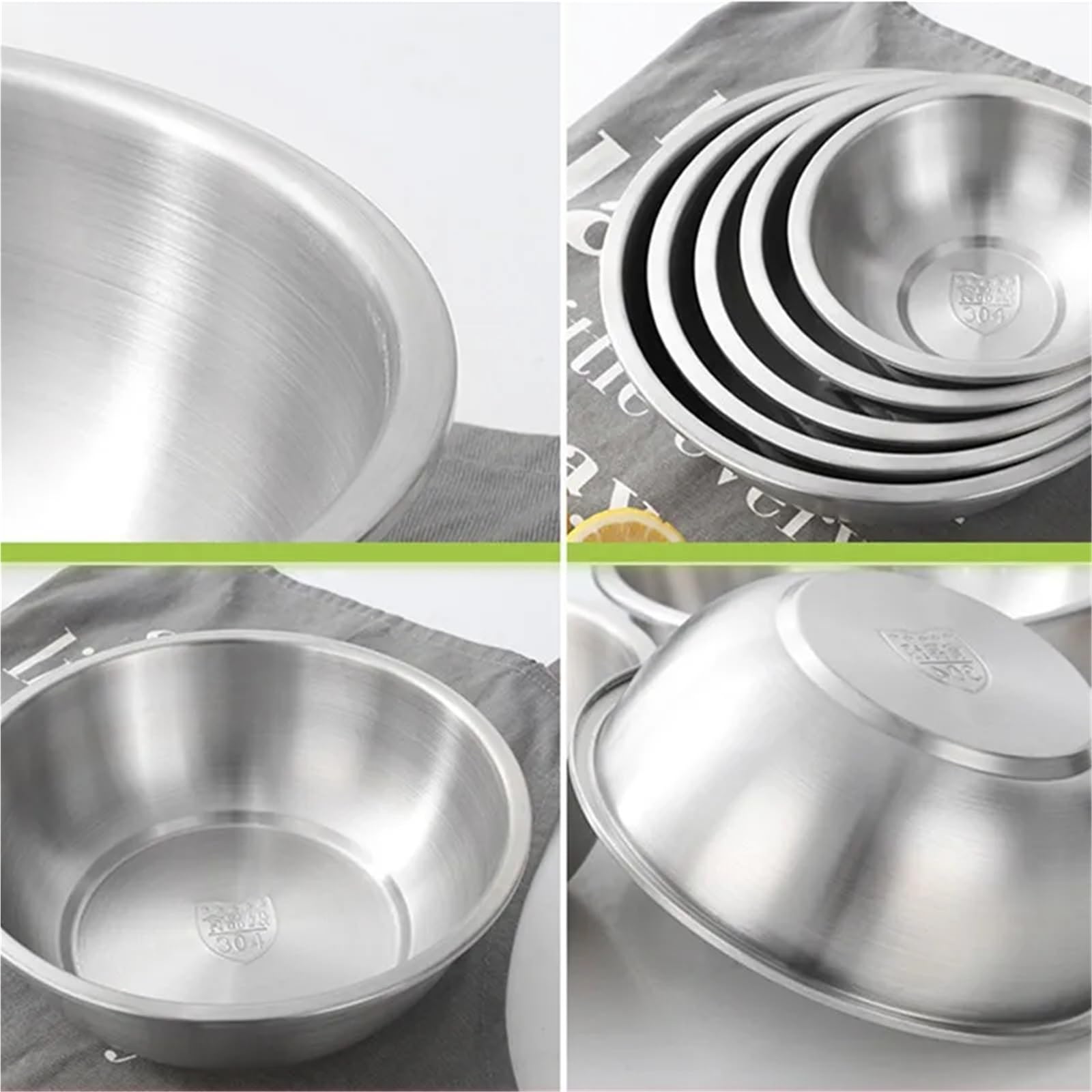 Cuenco de acero inoxidable Juego De Ensaladeras Acero Inoxidable 18-32 Cm For Cocina, Preparación Alimentos, Mezcla, Cocción Y Sopa Verduras(Bowl without Lid,28cm)