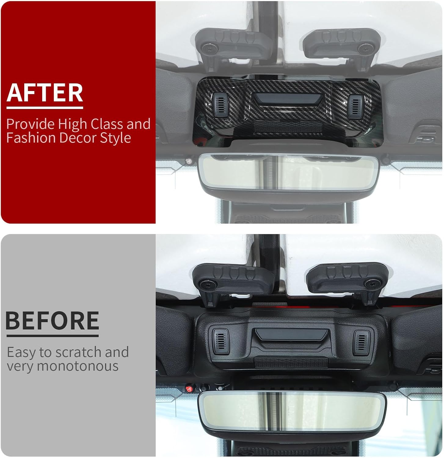 Linskip One-Touch Roof Panel Trim Compatible with 2024 2025 Jeep Wrangler JL 4XE & Gladiator JT, Overhead Feature Decor Cover for Jeep Wrangler Interior Accessories(Carbon Fiber Black)