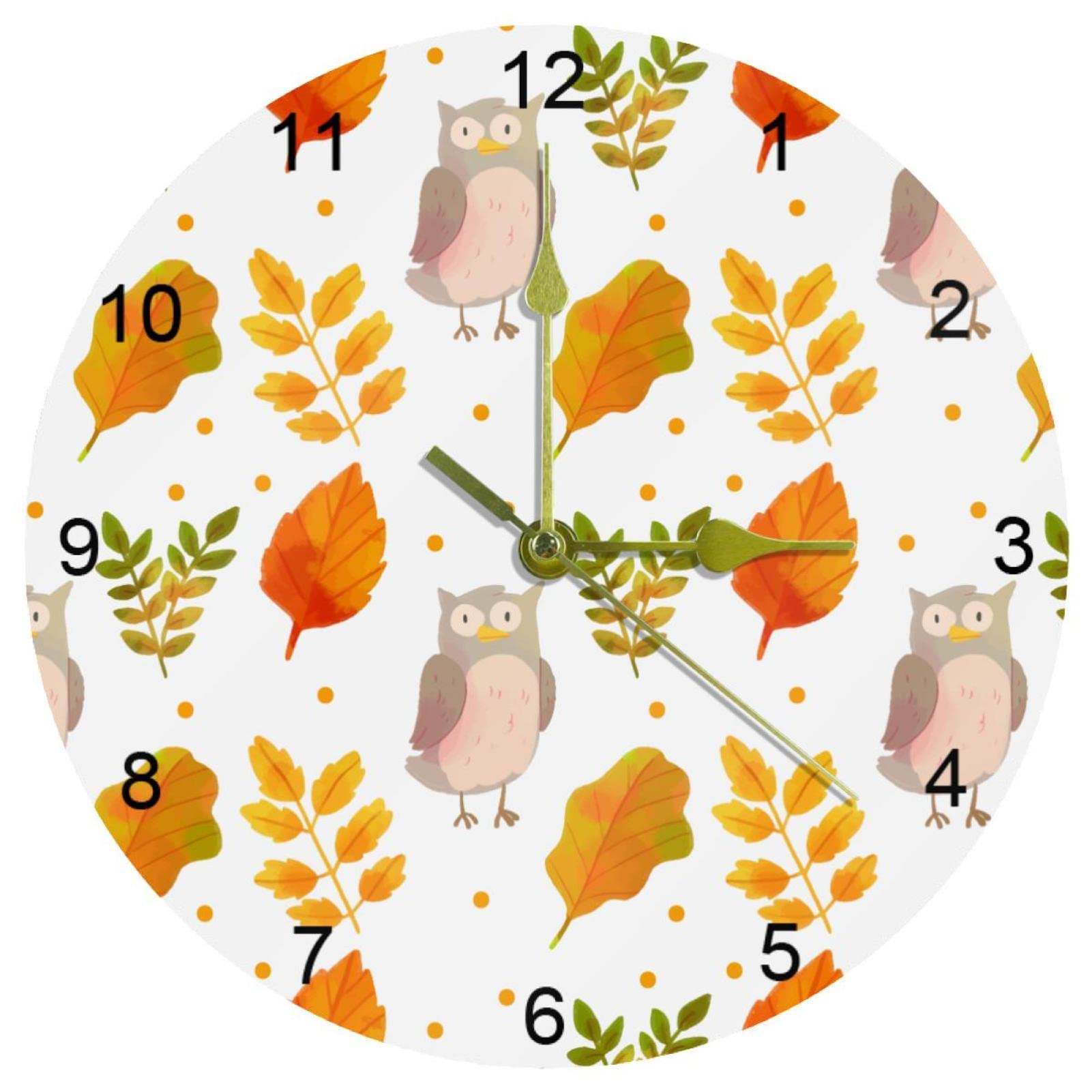 Horloge murale de qualité à quartz avec cadran aquarelle et chiffres arabes clear