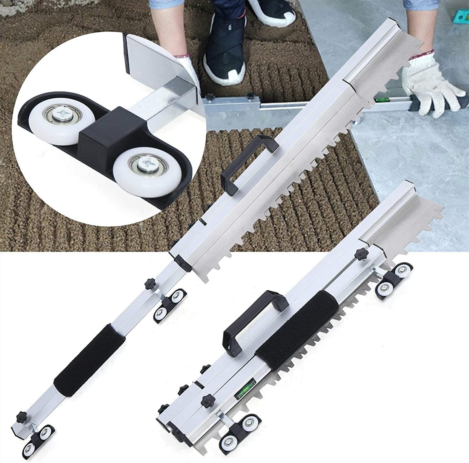 Nivelador de baldosas de acero inoxidable plegable, 1270 mm de largo, para la colocación de baldosas de piso, control preciso del espesor de la capa de mortero con rack, compacto y ergonómico para res