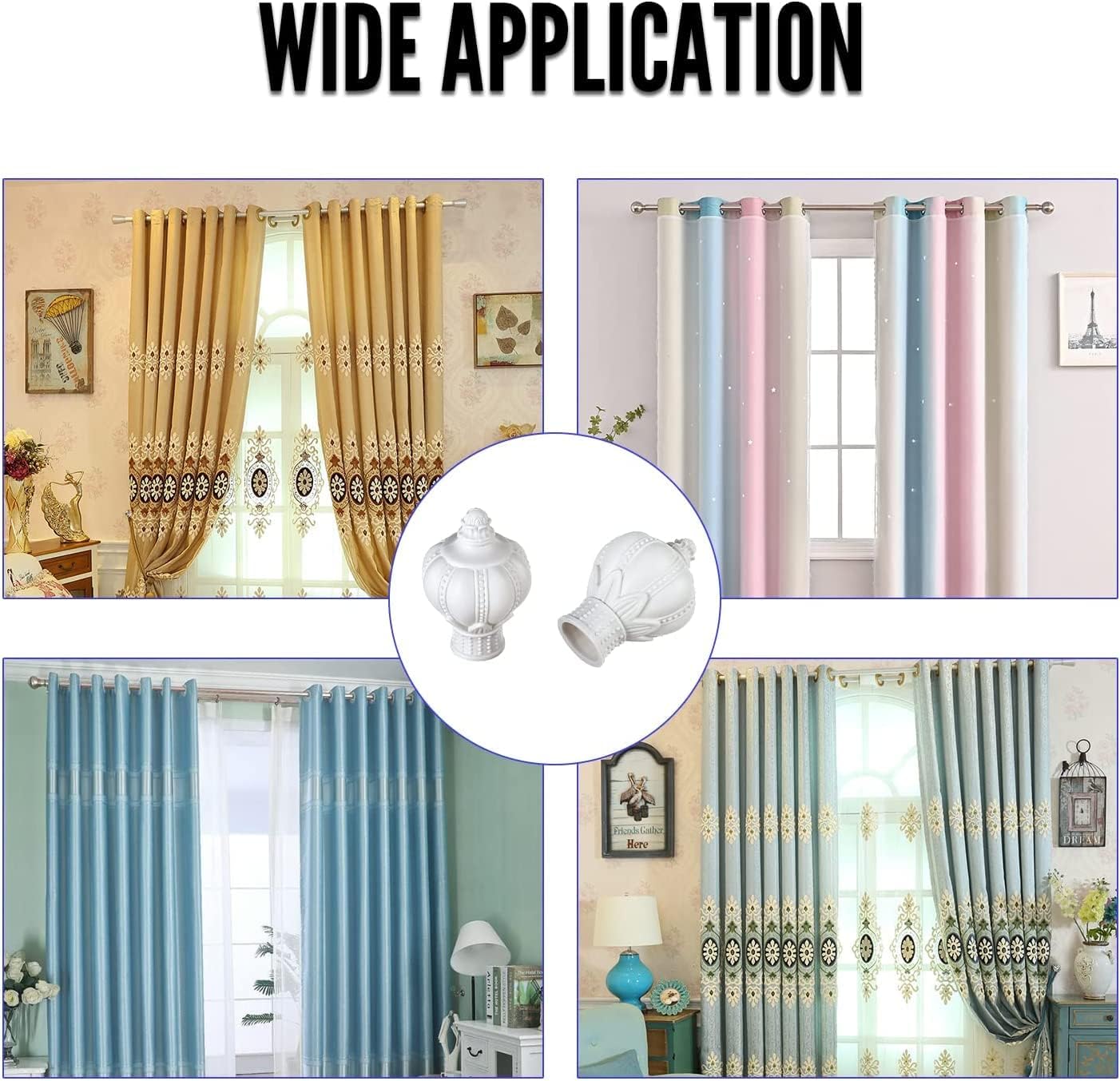 2Pcs Window Curtain Rod End 31mm Unique Design Drapery Pole Drape Rod Finals Head Cap Finials Fit for Home Office Pearl Head Ivory