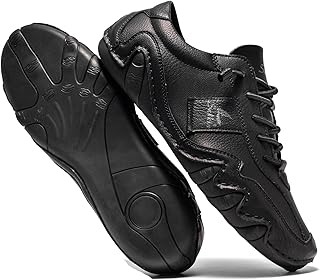 Men's Comfortable Barefoot Walking Shoes Fashion Lightweight Zero Drop Elastic Lace-up Slip-on Casual Driving Shoes