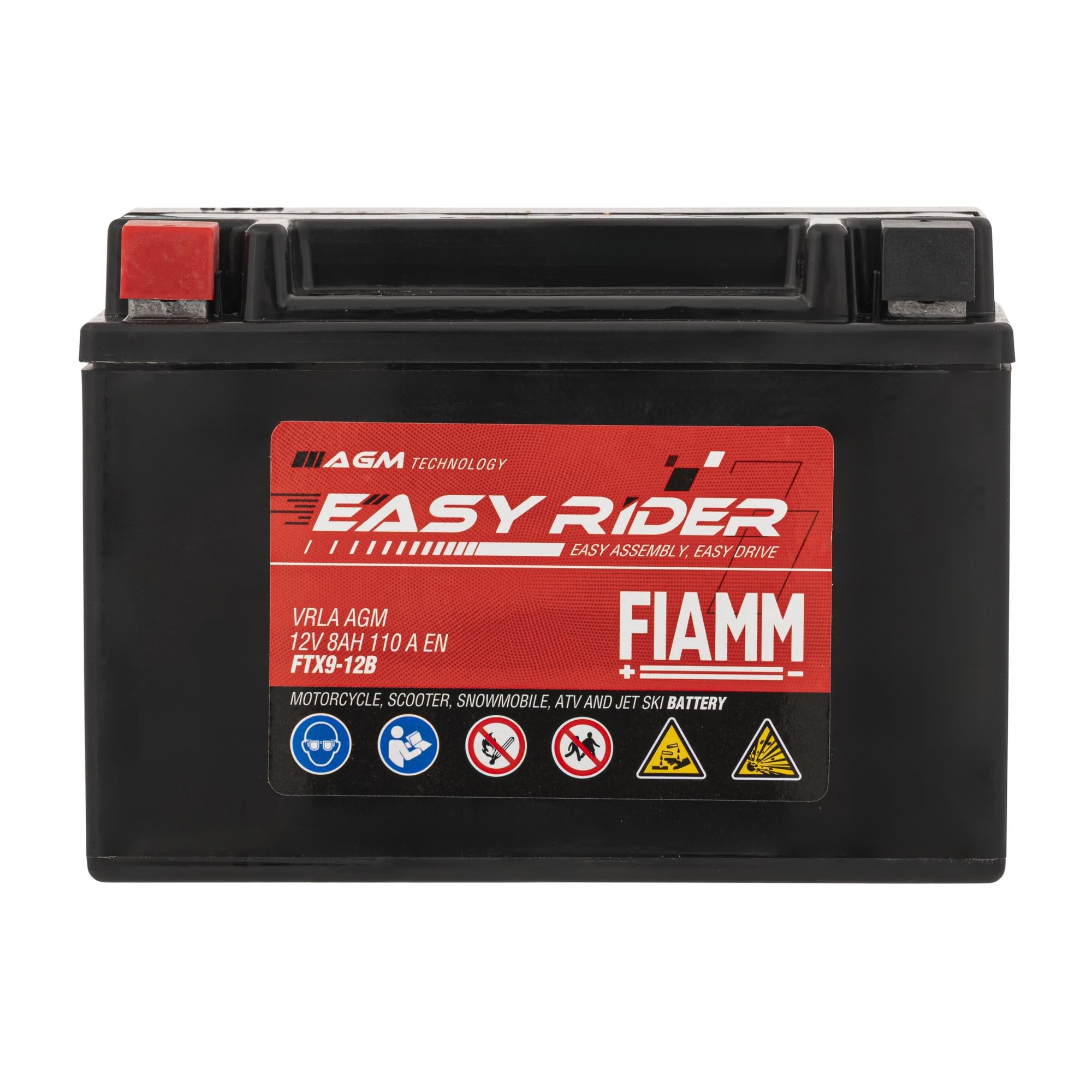 Fiamm Batteria per Moto e Scooter FTX9-12B 8AH 110A, Batteria Easy Rider AGM Technology, Massima Potenza di Avvio,Senza Manutenzione, Già Carica, Pronta all'Uso, Adatta a Scooter, Moto, Moto d'acqua | AGM Technology, Massima Potenza di Avvio,Senza Manuten