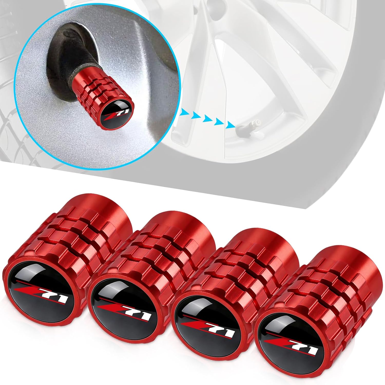 Tire Valve Stem Caps for Chevy Z71 Colorado Silverado Series Metal Car Wheel Air caps Auto Valve Stem Caps Accessories 4 Pcs