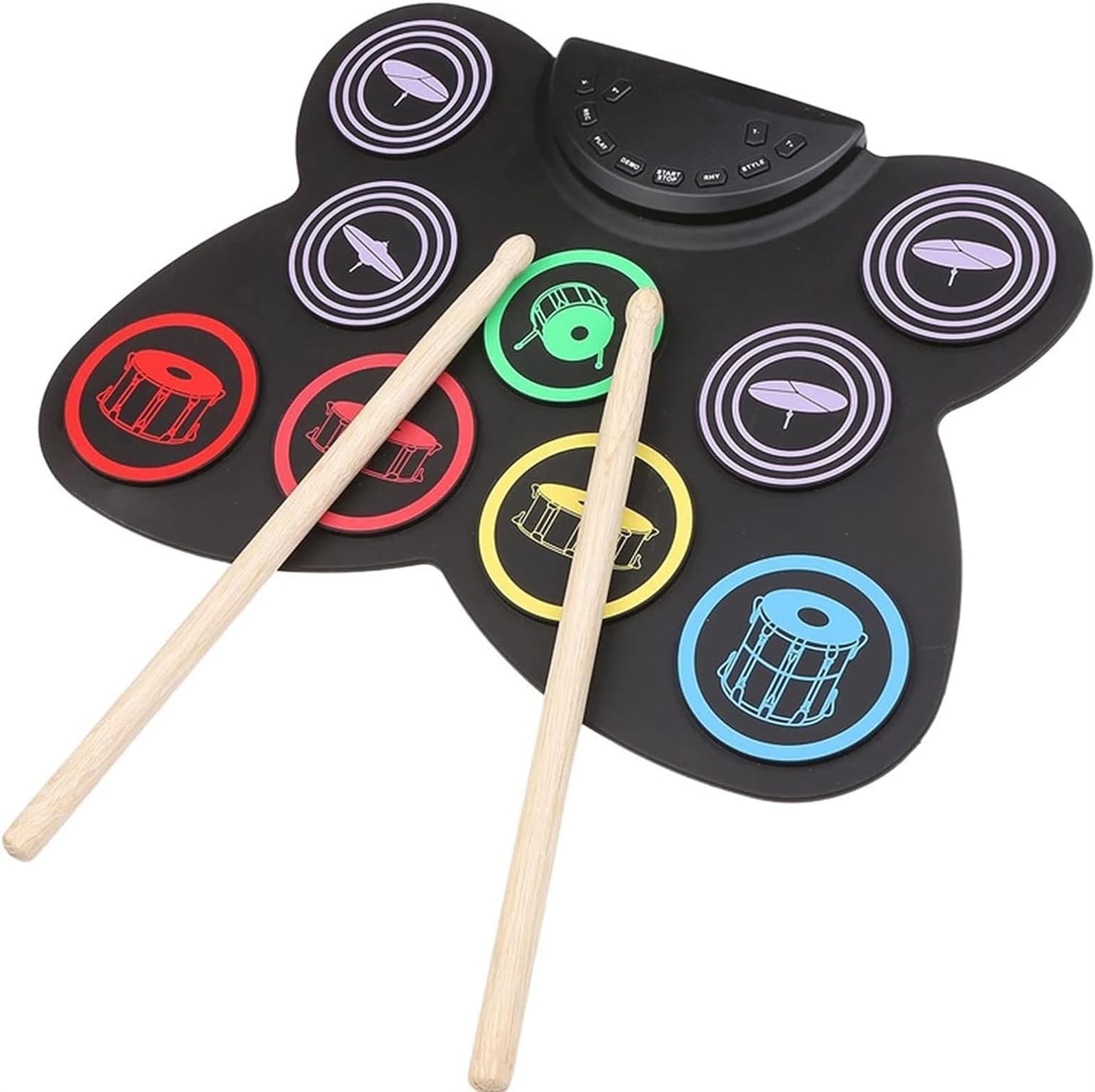 THE WHITE SHOP Electronic Drum Set, Silicone Electronic Practice Drums with Headphone Jack, Built-in Speaker Drum Sticks, Ideal Christmas Birthday Holiday Gift