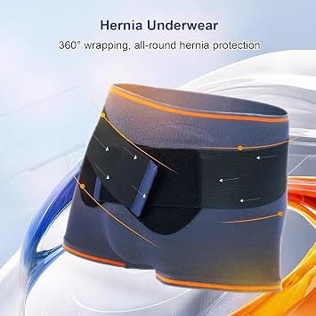 Hernia Underwear Inguinal Hernia Belt for Men & Women, Inguinal Hernia Support for Men, with 2 Removable Compression Pads, for Single/Double Inguinal(L)
