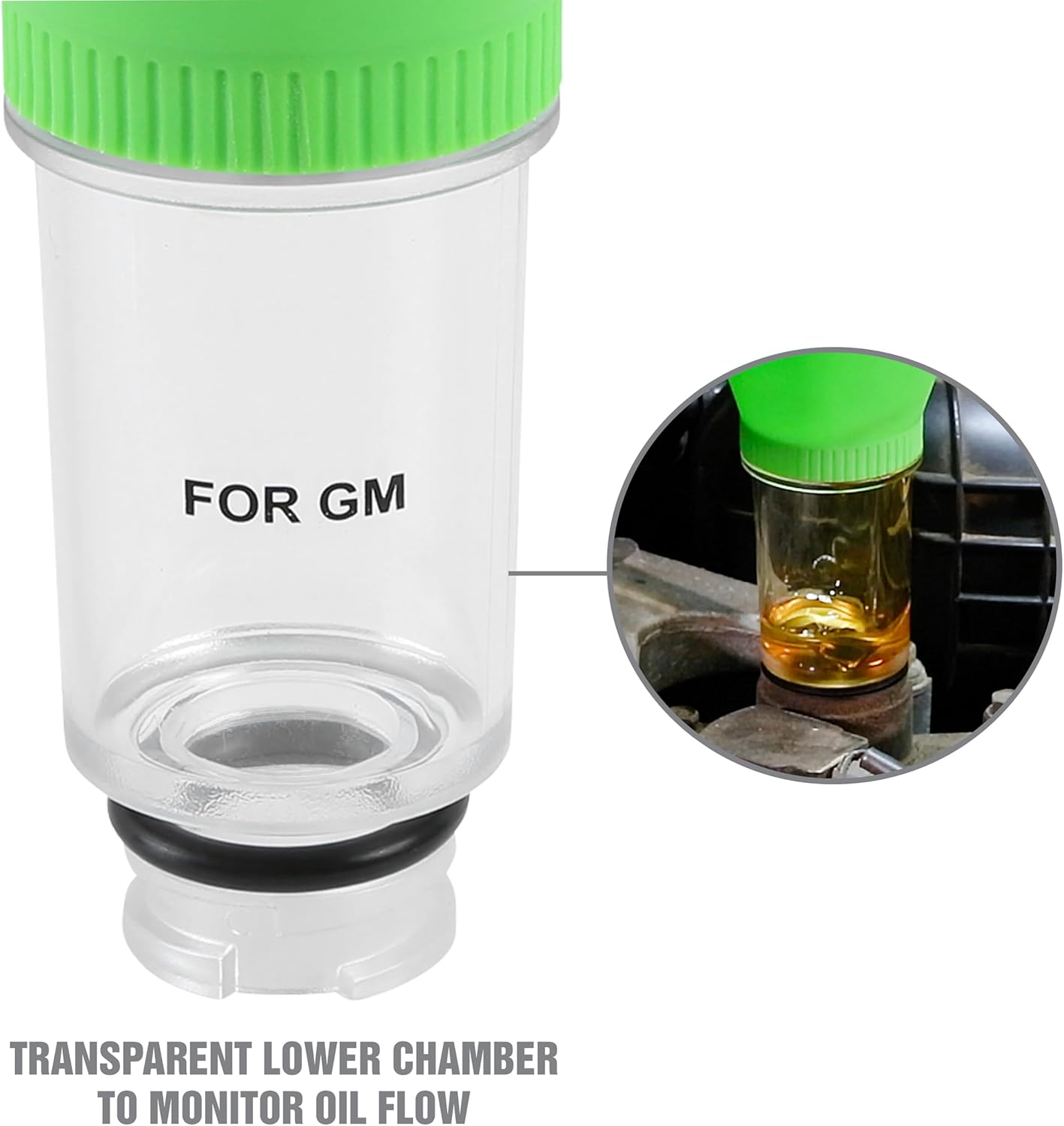 OEMTOOLS 87021 No Spill Oil Funnel for GM and BMW Vehicles, No Spill Oil Funnel Kit, Transparent Chamber, Plastic, Funnels for Automotive Use