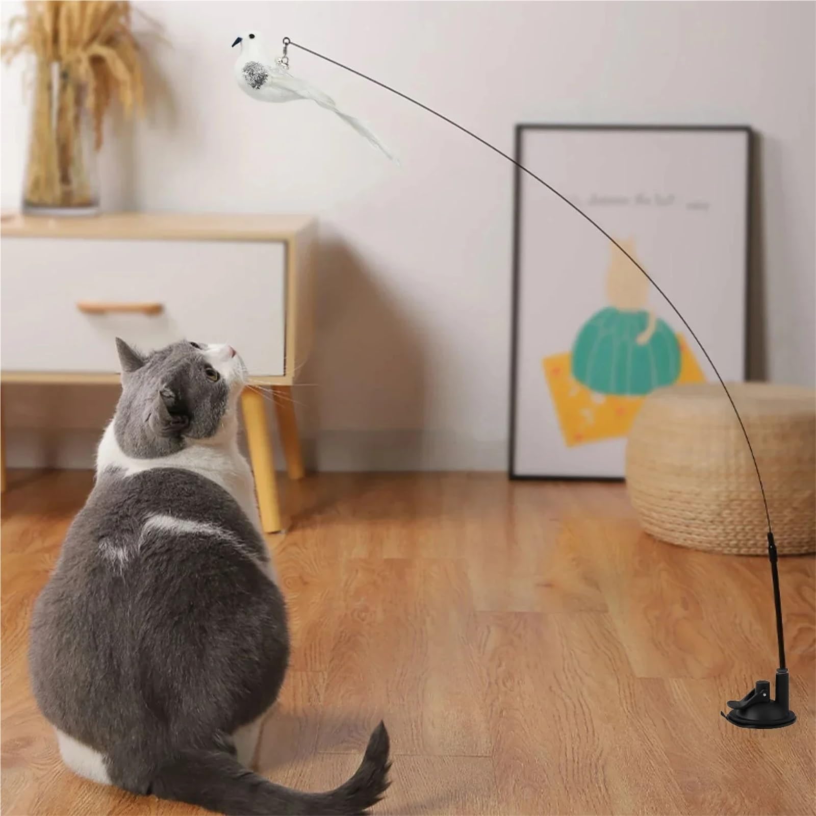 Canne a Peche Chat Jouets for Chaton, Baguette de Jeu Teaser, Fournitures for Animaux de Compagnie pour l'Ennui(Color2)
