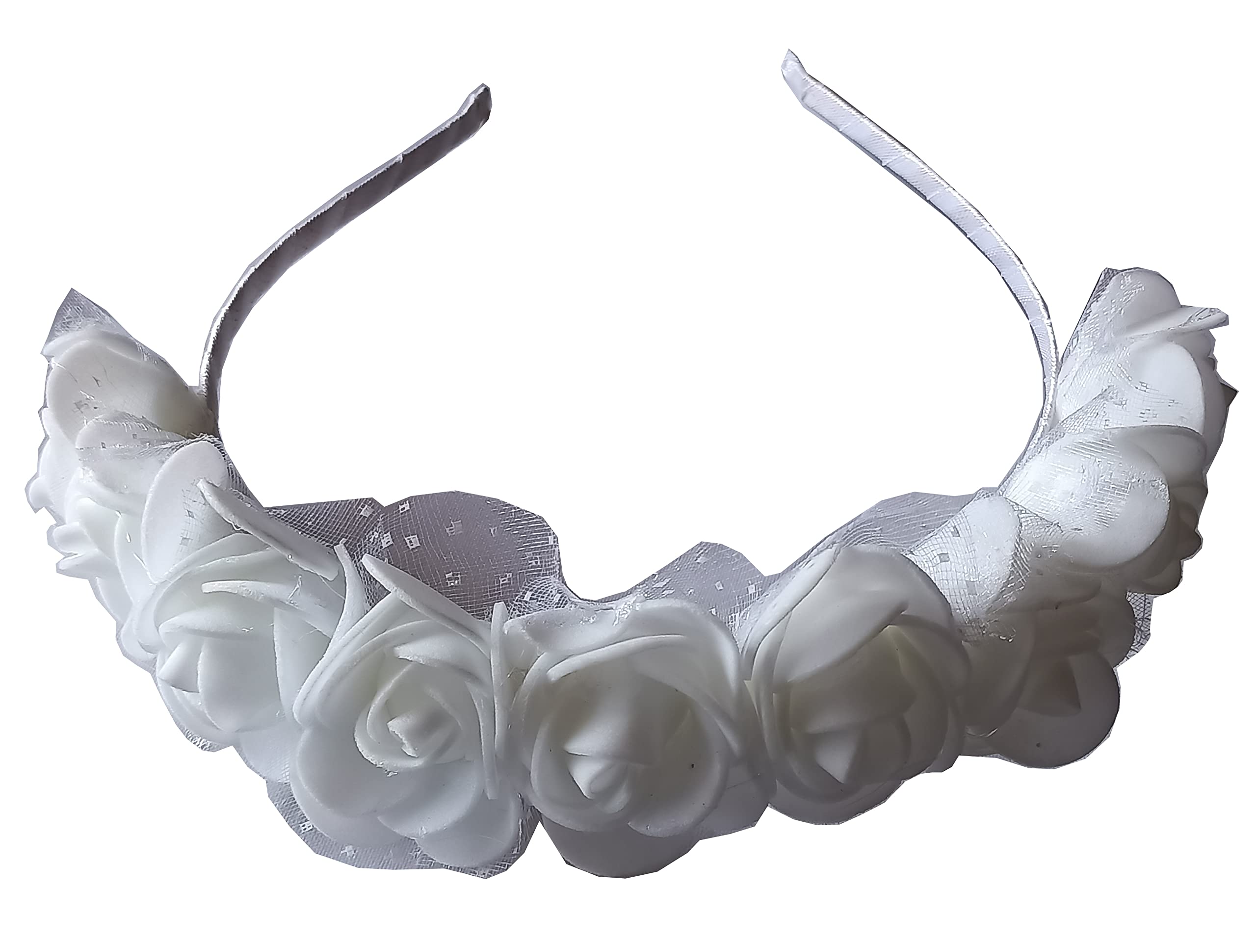 PEACHES & PINKFlower Headband Hairband for Girls (Pack of 1, White)