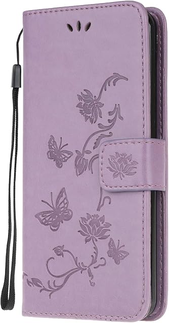 Samsung A13 5G Case, Samsung A04S Case Shockproof Leather Wallet Book Flip Folio Magnetic Stand Case for Samsung Galaxy A13 5G / A04S Phone Cases Shockproof Cover Cute Lotus Pattern, Light Purple