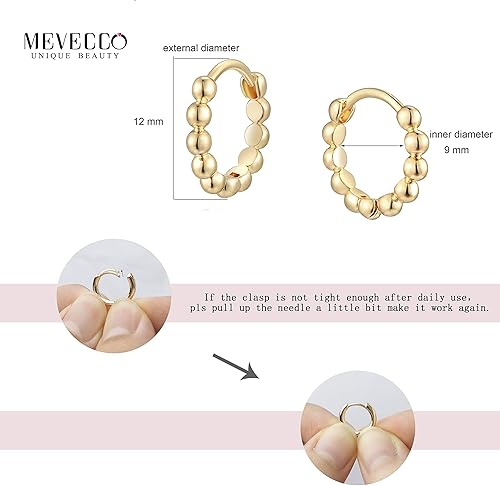 Miniatura 6 de MEVECCO Gold Hoop Earrings for Women 18K Gold Plated Huggie Earrings for Everyday Jewelry