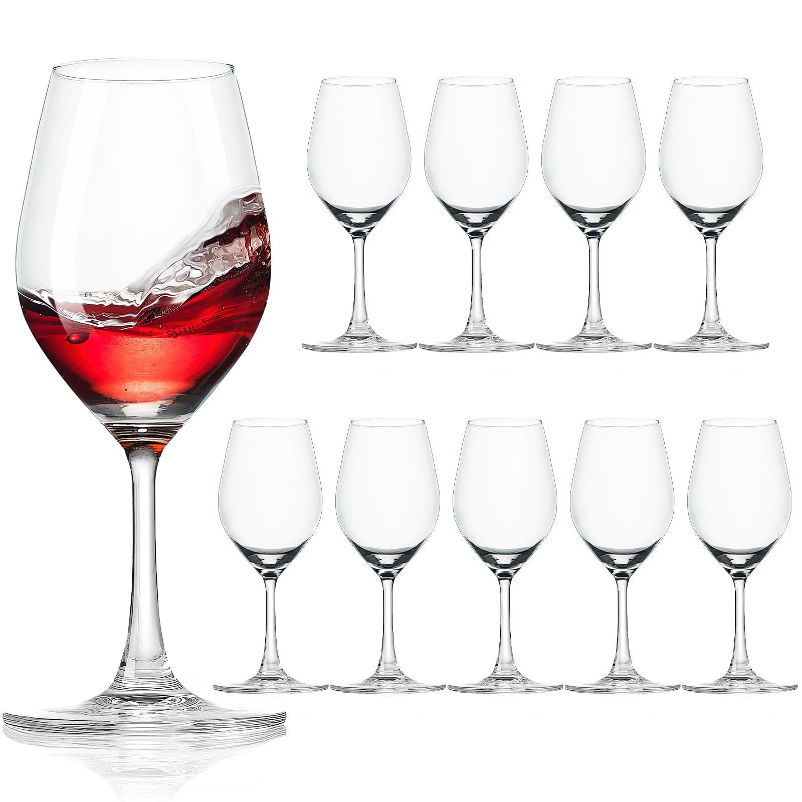 MSYU White Wine Glasses Set of 10, Hand Blown Crystal Wine Glasses with Long Stem, 10 oz Red and White Wine Glasses