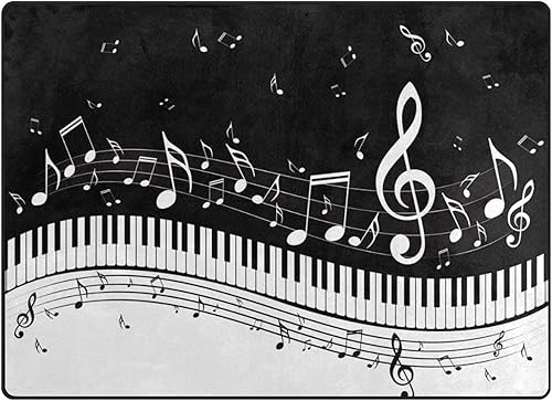 Miniatura 3 de Alfombras para niños, teclas de piano en blanco y negro, instrumentos musicales, notas modernas, arte de música, alfombra de dormitorio grande,
