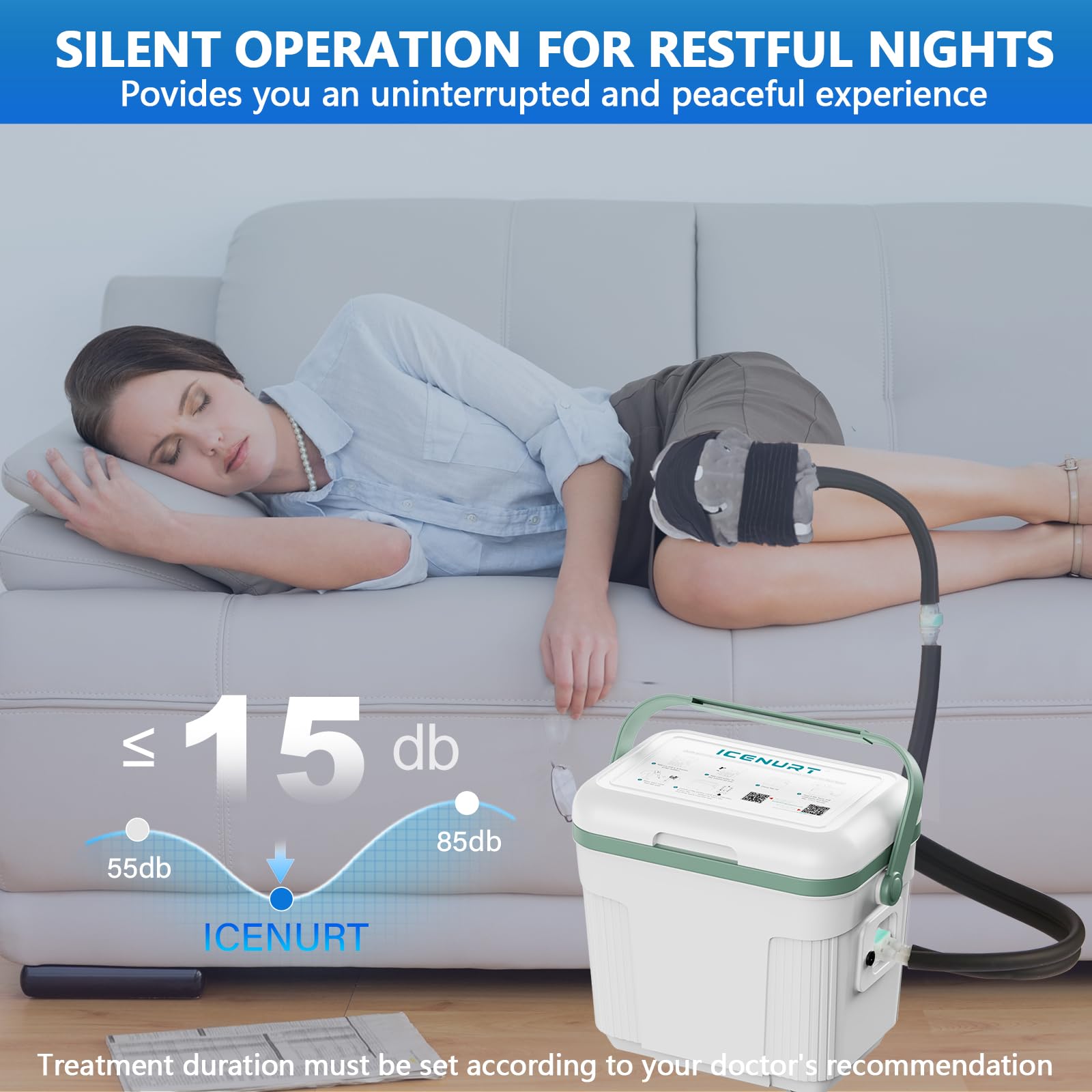 Máquina de terapia de frío con temporizador programable, máquina de hielo para rodilla después de una cirugía, sistema de recuperación de reemplazo de rodilla, alivio del dolor por crioterap