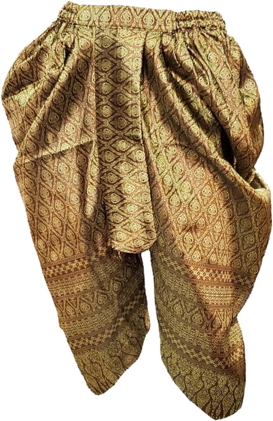 Adults Traditional Thai Wedding Sarong Pants – Ployjinda Pattern Formal Ceremony Attire – Thai Silk Costume for Men & Women